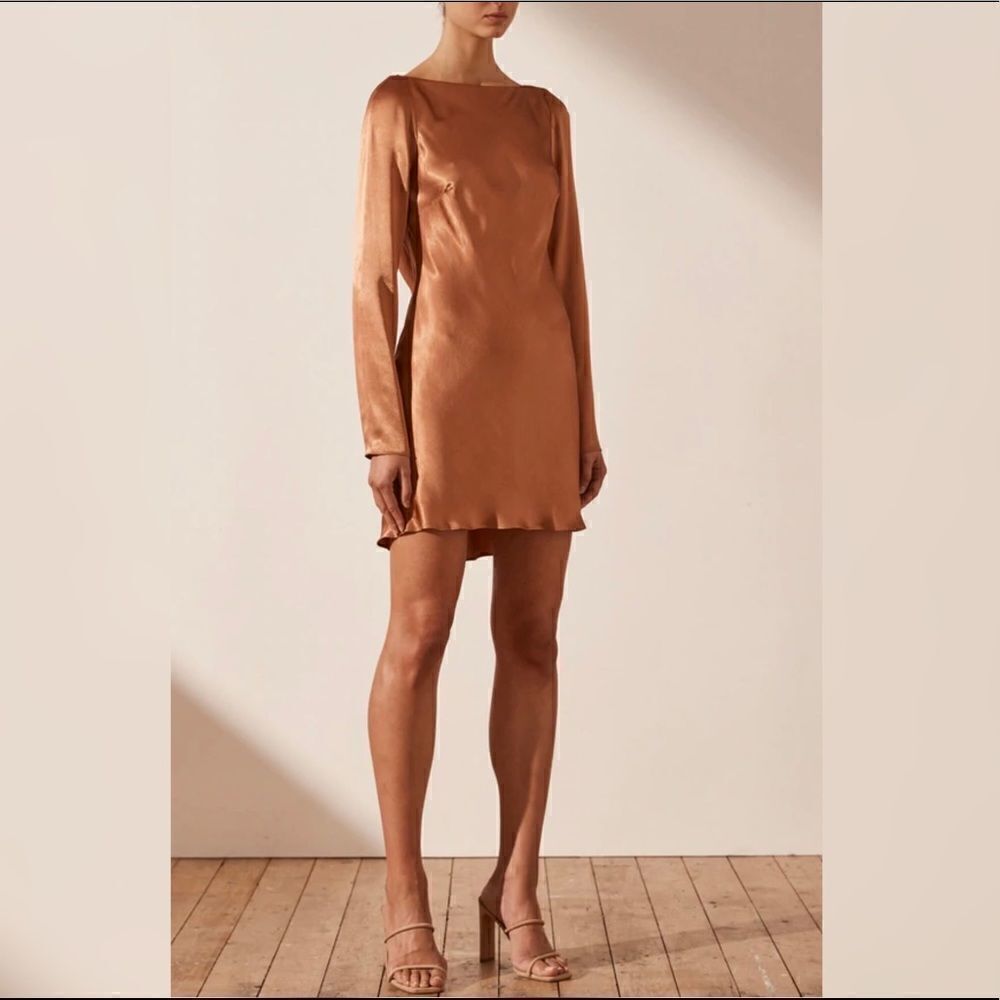 Free People - Shona Joy - LA LUNE LONG SLEEVE BACKLESS MINI DRESS